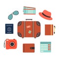 Travel symbols set with touristic elements, vector illustration