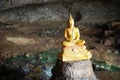 Travel Thailand - Buddha statue in Tham Kra Sae With drops rain as a background.