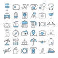 Travel thin line color icons set