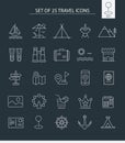 Travel - thin line vector icon set 1 isolated on gray Royalty Free Stock Photo