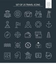 Travel - thin line vector icon set 2 isolated on gray Royalty Free Stock Photo