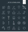 Travel - thin line vector icon set 3 isolated on gray Royalty Free Stock Photo