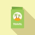 Travel ticket label icon flat vector. Family insurance