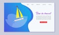 Travel time on boat in blue ocean web banner vector illustration. Holiday summer tourism, vacation at yacht cruise Royalty Free Stock Photo