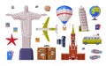 Travel Time with City Landmark and Tourism Attribute Like Airplane, Globe and Camera Vector Set