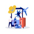 Travel time concept with characters. Modern vector illustration in flat style for landing page, mobile app, poster, flyer, Royalty Free Stock Photo