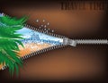 Travel time. Open zipper tropical beach Royalty Free Stock Photo