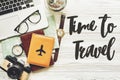 Travel. time to travel concept text, planning summer vacation ba Royalty Free Stock Photo