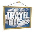 Travel Tips Hanging Sign Agency Advice Helpful Information Royalty Free Stock Photo