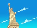 Travel To America And New York. Important Landmarks Around The World. Statue Of Liberty Against The Sky.