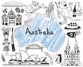 Travel to Australia doodle drawing icon