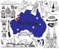 Travel to Australia doodle drawing icon