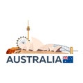 Travel to Australia, Sydney skyline. Vector illustration. Royalty Free Stock Photo