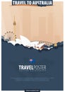 Travel to Australia. Travel and Tourism poster. Vector flat illustration.