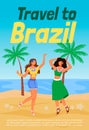 Travel to Brazil poster flat vector template