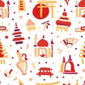Travel to Different Country Hand Drawn Vector Seamless Pattern