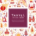 Travel to Different Country Hand Drawn Vector Template