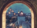 Tallinn Travel to Europe Estonia medieval towers view from window at old town cafedral Aleksandr Nevskiy panor