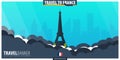 Travel to France. Travel and Tourism poster. Vector flat illustration. Royalty Free Stock Photo