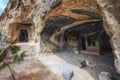 Travel to Georgia - room in artificial ancient cave city in Vardzia. Most popular georgian attraction