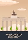 Travel to Germany, Berlin Poster skyline. Brandenburg Gate. Vector illustration.