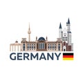 Travel to Germany, Berlin Poster skyline. Reichstag, Brandenburg Gate. Vector illustration.