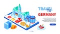 Travel to Germany - colorful isometric web banner Royalty Free Stock Photo