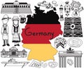 Travel to Germany doodle drawing icon Royalty Free Stock Photo