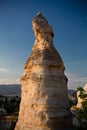 Travel to great wonders of nature troglodyte in sunset in blue sky, cappadocia, turkey Royalty Free Stock Photo