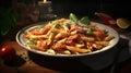 Authentic Italian: Mouthwatering Penne Alla Vodka in Traditional Kitchen Setting Royalty Free Stock Photo