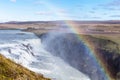 rainbow over Gullfoss waterfall in canyon Royalty Free Stock Photo