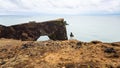 view of lava arch on Dyrholaey cape in Iceland