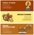 Travel to India Indian cuisine and architecture vector illustration