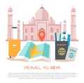 Travel to India Poster Items Vector Illustration