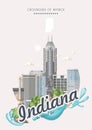 Travel to Indiana. United States of America. Crossroads of America. Postcard from Indianapolis. Travel vector