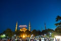 Travel to Istanbul background photo. People and Sultanahmet Mosque