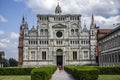 Green court and church of Certosa di Pavia Royalty Free Stock Photo