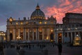 Travel to Italy - people on Piazza San Pietro St Peter`s Square and view of St Peter Basilica in Vatican city Royalty Free Stock Photo