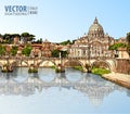 Travel to Italy. View at St. Peter`s cathedral in Rome.