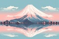 Travel To Japan Concept. Travel Poster With Japan Mount Fuji Extreme Closeup. Generative AI