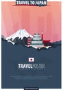 Travel to Japan. Travel and Tourism poster. Vector flat illustration. Royalty Free Stock Photo