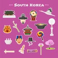 Travel to Korea, Seoul vector icons set