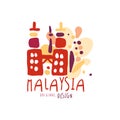 Travel to Malaysia logo with Petronas Twin Towers