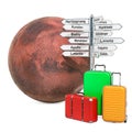 Travel to the Mars. Space tourism concept, 3D rendering
