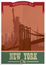 Travel To New York Poster.Vintage Advertisement