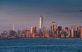 Travel to New York. Sunset over the skyline of Manhattan, one of the most touristic cities in the world. Royalty Free Stock Photo