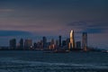 Travel to New York. Sunset over the skyline of Manhattan, one of the most touristic cities in the world.