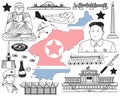 Travel to North Korea (if you can) doodle drawing icon with cult Royalty Free Stock Photo