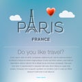 Travel to Paris, France, traveling background, poster, design element for cards, banners, flyers, Paris lettering