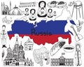 Travel to Russia doodle drawing icon